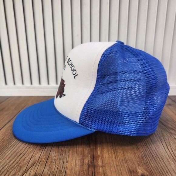 VTG 1989 Cody Fire School Snapback Trucker Hat Cap Blue White Rope Mesh Wyoming - Picture 6 of 11